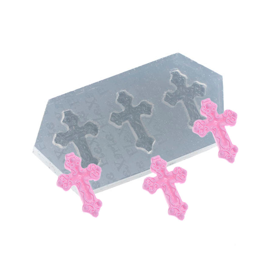 Molde de Silicone 497 - Trio de Mini Cruzes