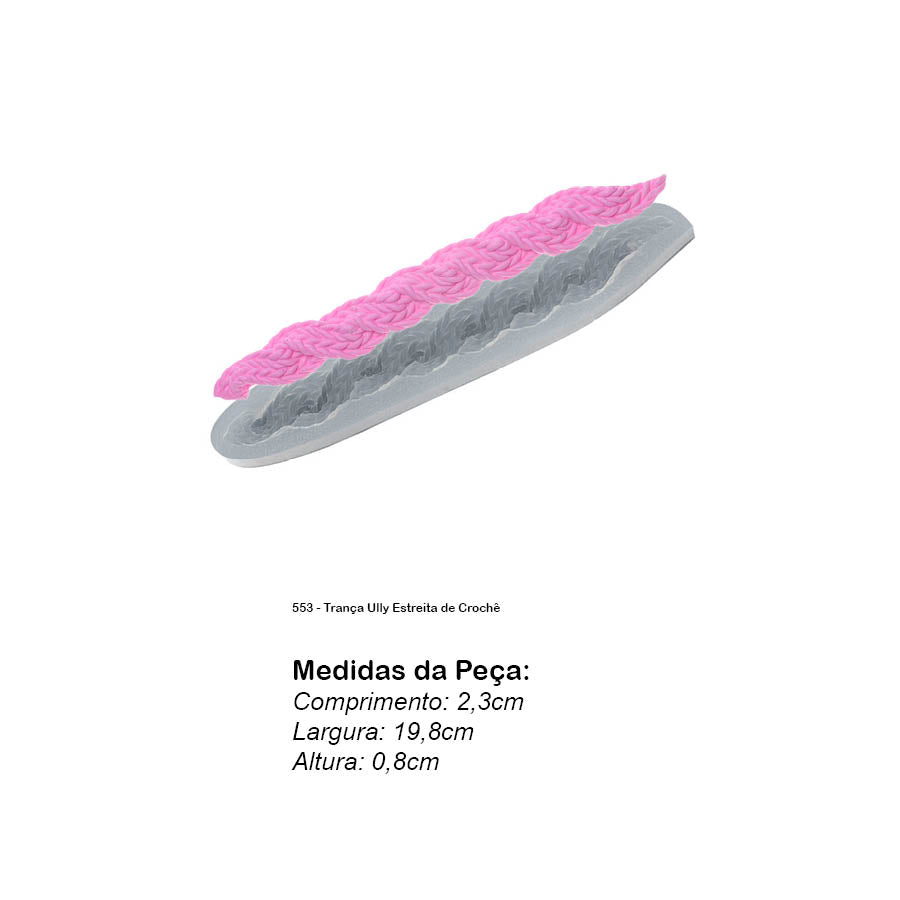 Molde de Silicone 553 - Trança Ully Estreita de Crochê
