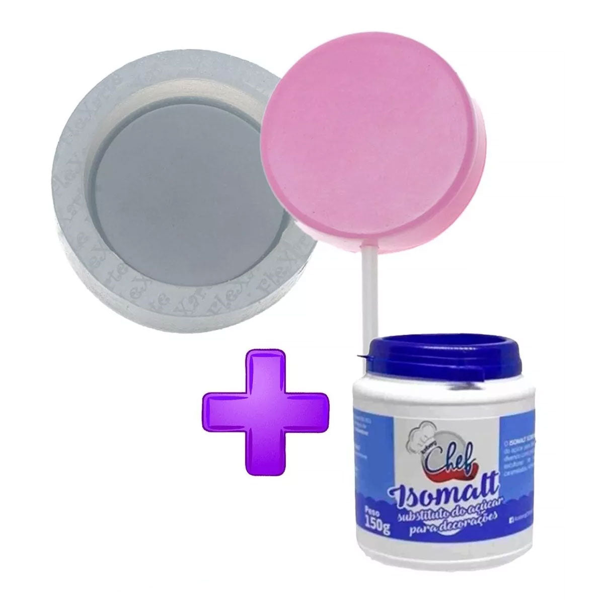 Kit C Molde De Pirulito Cristal Redondo 096 + Isomalt 150gr