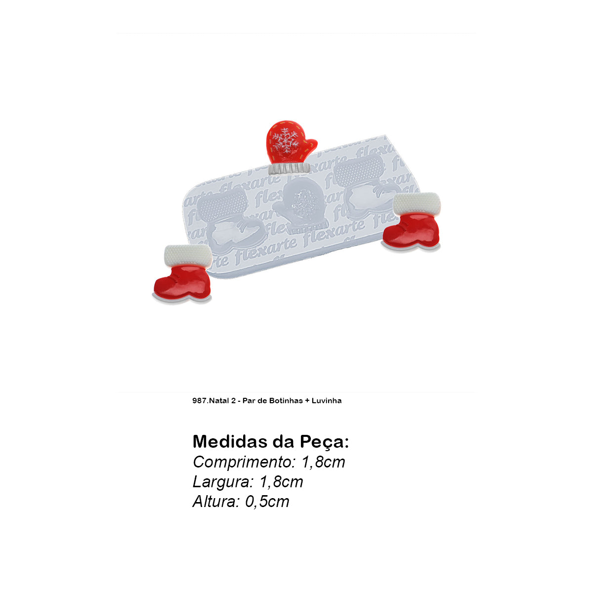 Molde de Silicone 987 - Natal 2 - Par de Botinhas + Luvinha