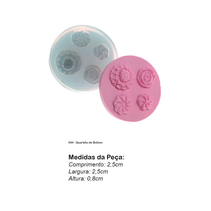 Molde de  Silicone 044 - Quarteto de Botões