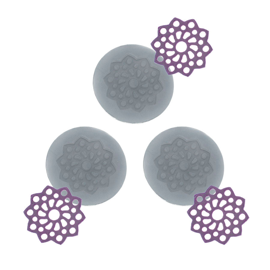 Molde de Silicone 769 - Trio de Mini Rendas Rowena Redonda
