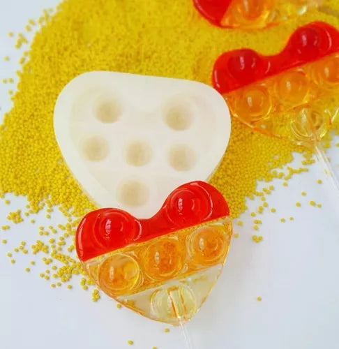 Kit C 2 Moldes Pirulitos Fidget 6,5cm Coração + Isomalt 150g