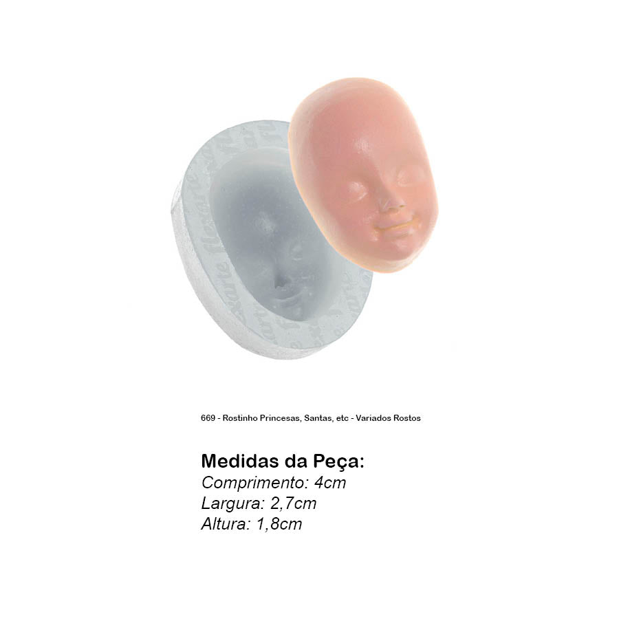 Molde de Silicone 669 - Rostinho Princesas, Santas, etc - Variados Rostos