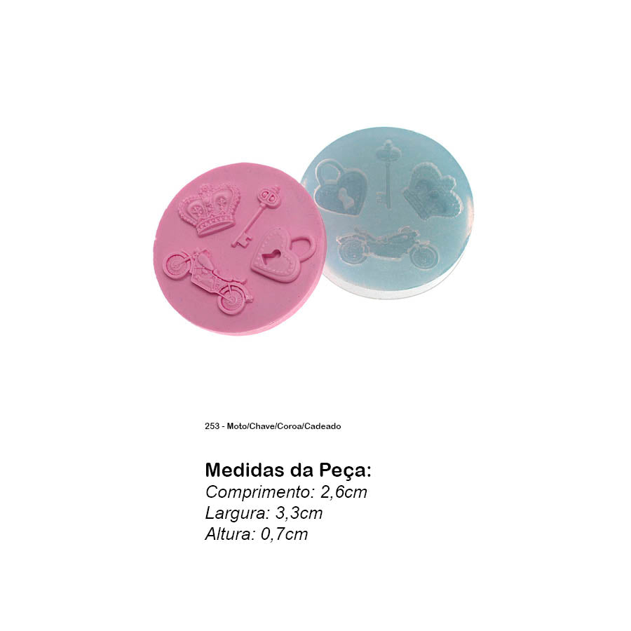 Molde de Silicone 253 - Moto/Chave/Coroa/Cadeado