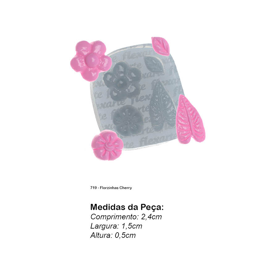 Molde de Silicone 719 - Florzinhas Cherry