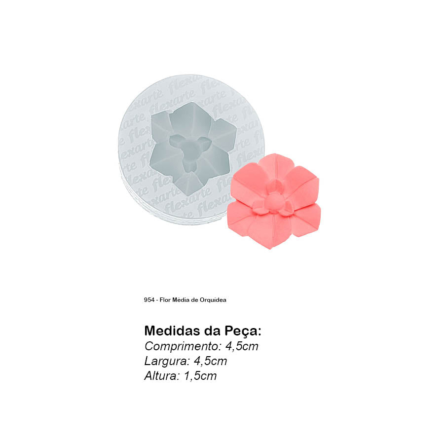 Molde de Silicone 954 - Flor Média de Orquídea
