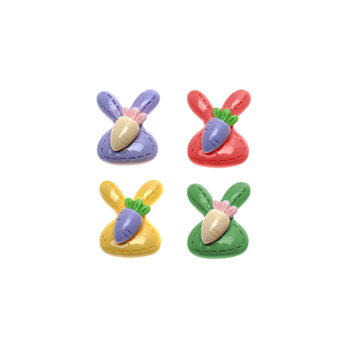 Molde de Silicone 993 - Quarteto de Cabeça de Coelho c/ Cenoura 2cm
