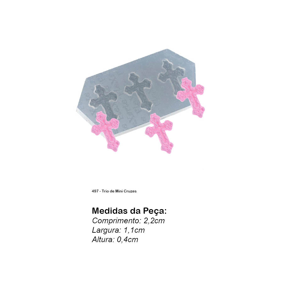 Molde de Silicone 497 - Trio de Mini Cruzes