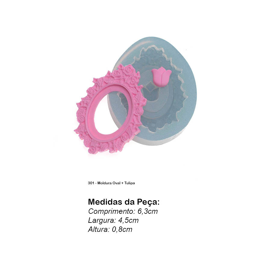 Molde de Silicone 301 - Moldura Oval + Tulipa