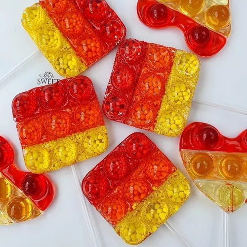 Kit C 2 Moldes Pirulitos Fidget 6cm Quadrado + Isomalt 150gr