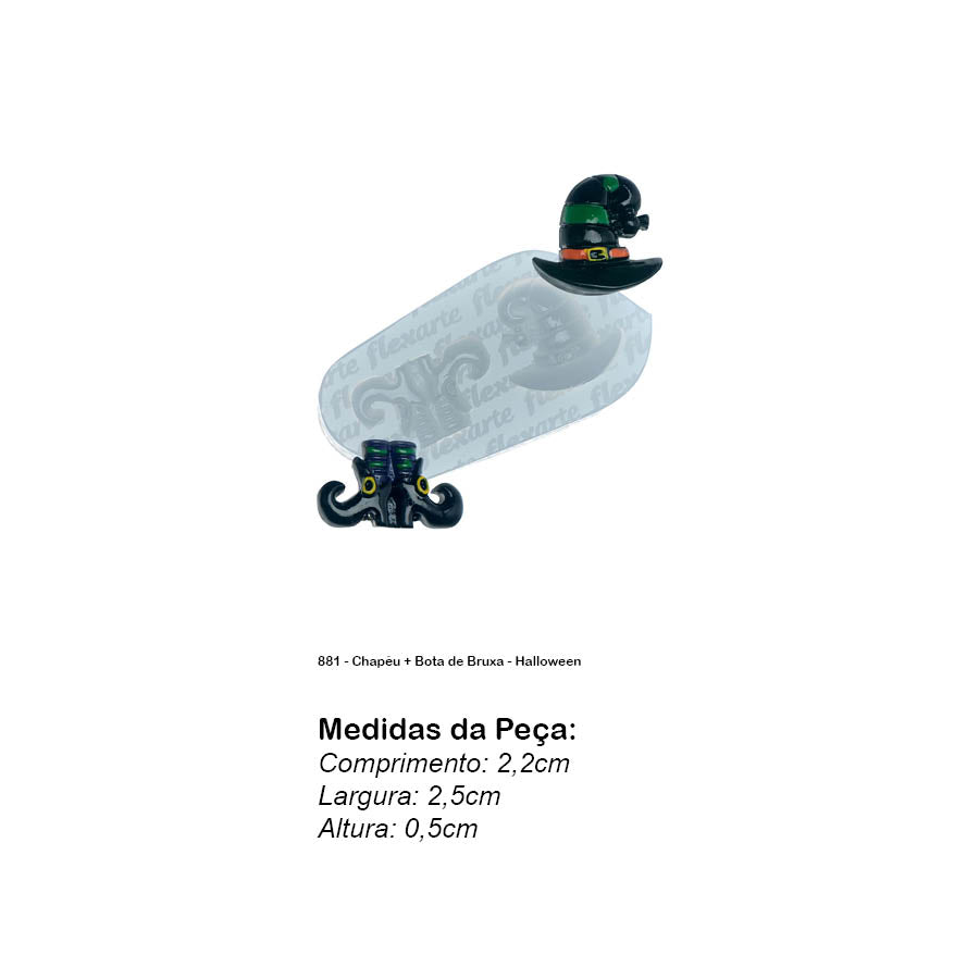 Molde de Silicone 881 - Chapéu + Bota de Bruxa - Halloween