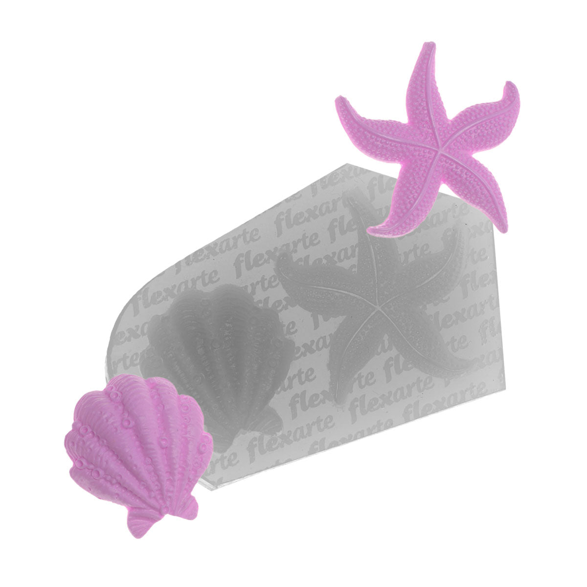 Molde de Silicone 842 - Concha com Cracas + Estrela do Mar Sedna