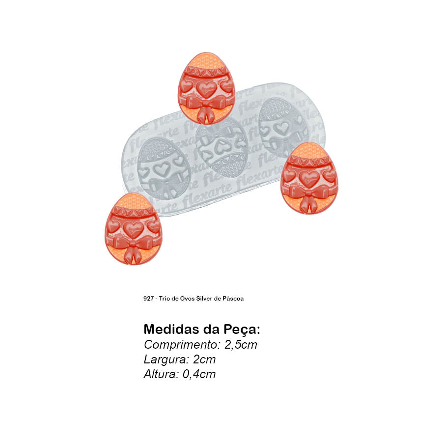 Molde de Silicone 927 - Trio de Ovos Silver de Páscoa