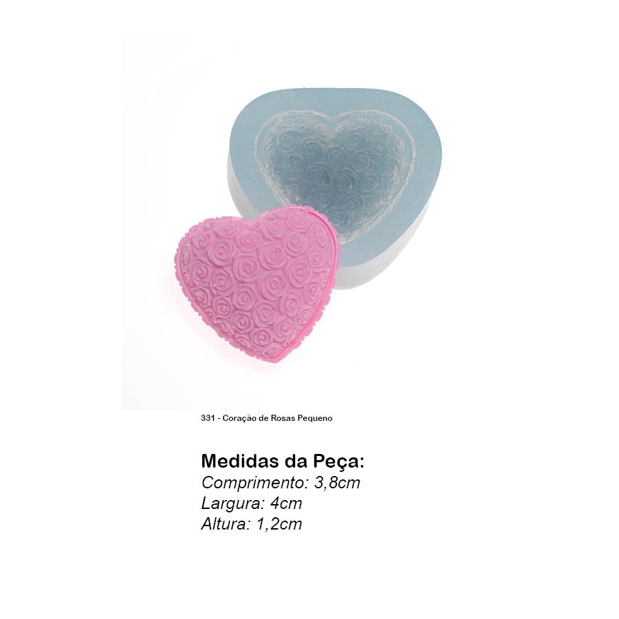 Molde de Silicone 331 - Coração de Rosas Pequeno