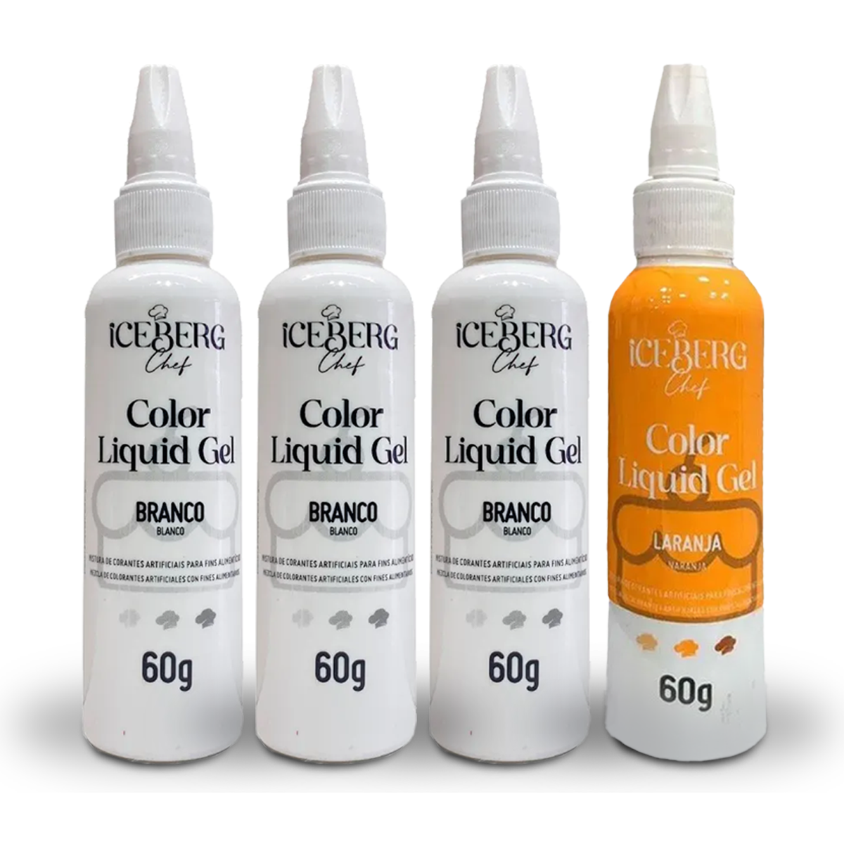 Kit Color Liquid 60g - Iceberg Chef (3 Brancos e 1 Laranja)