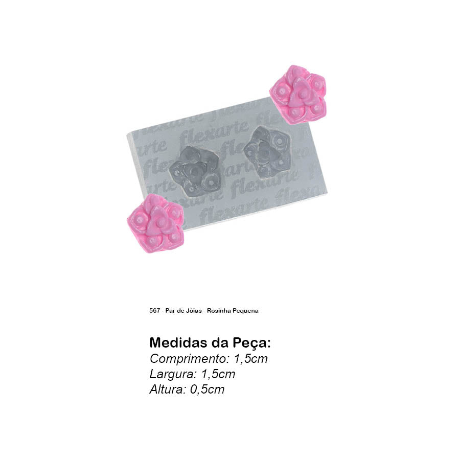 Molde de Silicone 567 - Par de Jóias - Rosinha Pequena
