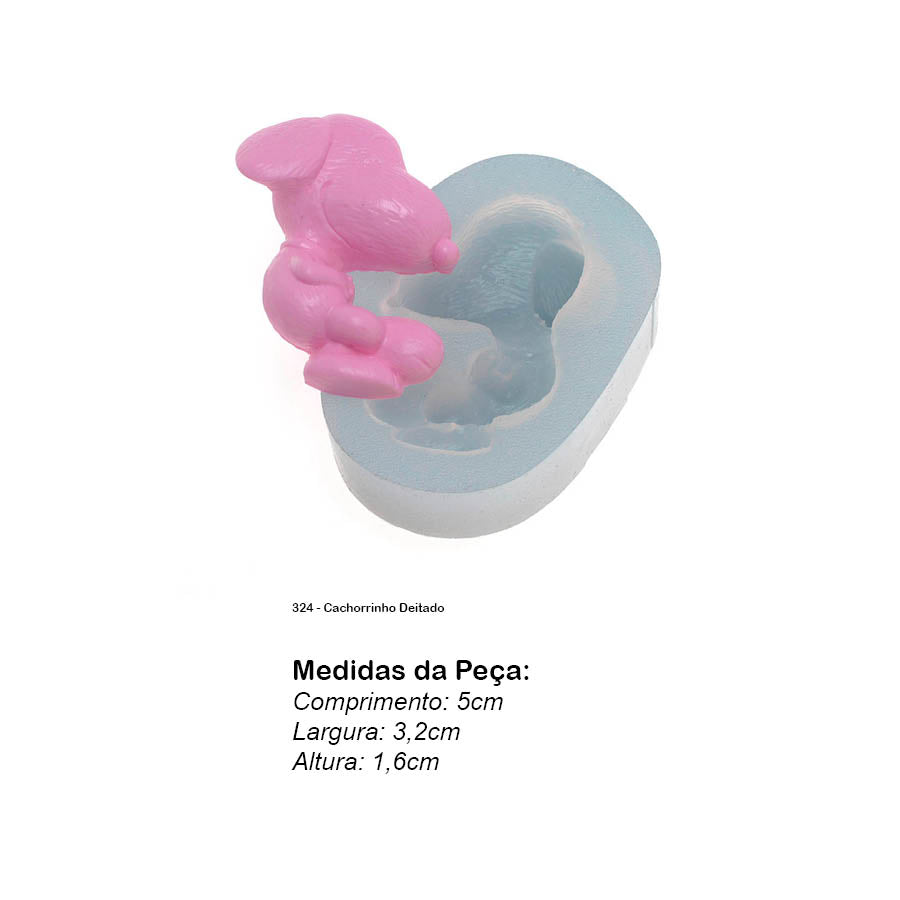 Molde de Silicone 324 - Cachorrinho Deitado