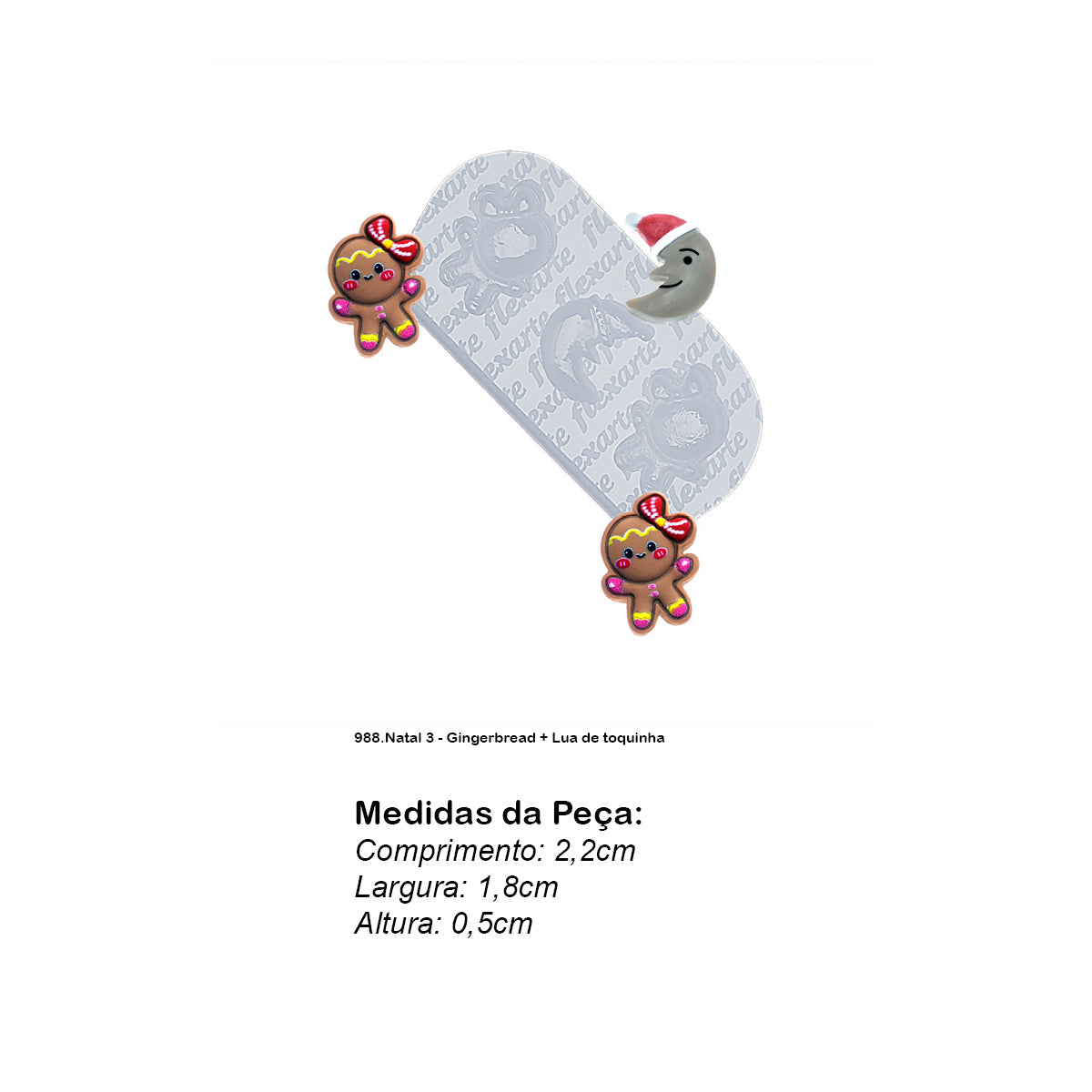 Molde de Silicone 988 - Natal 3 - Gingerbread + Lua de toquinha