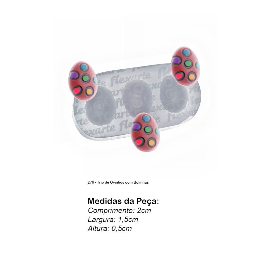 Molde de Silicone 276 - Trio de Ovinhos com Bolinhas