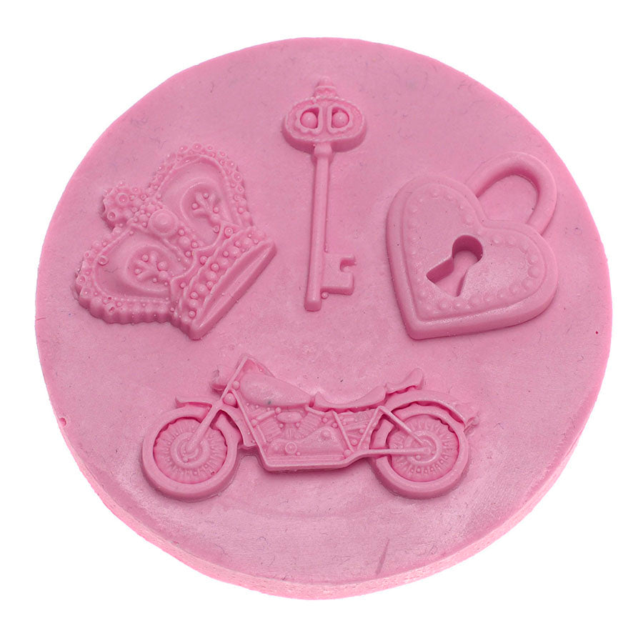 Molde de Silicone 253 - Moto/Chave/Coroa/Cadeado