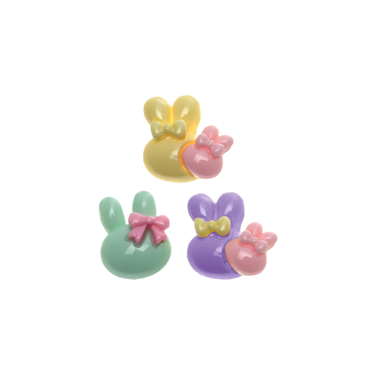 Molde de Silicone 992 - Trio de Cabecinhas de Coelho Mattie c/ Laço 2cm