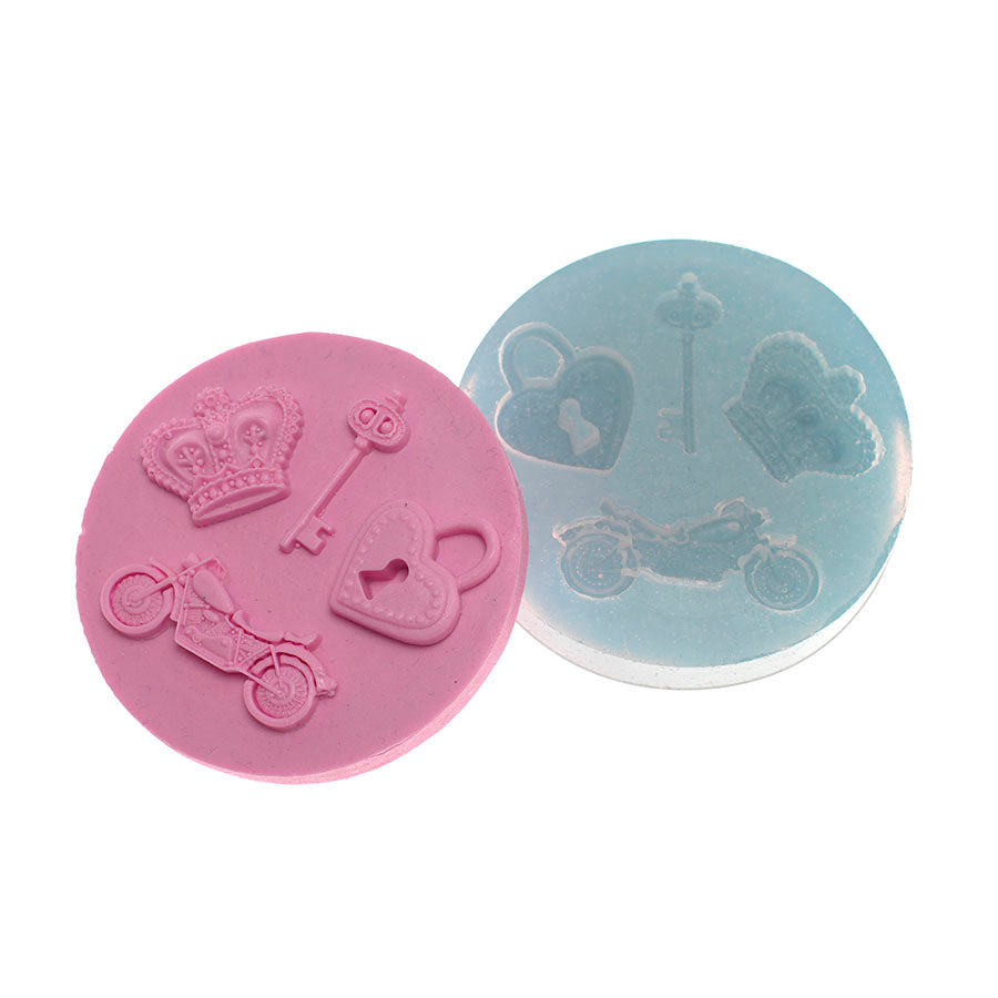Molde de Silicone 253 - Moto/Chave/Coroa/Cadeado