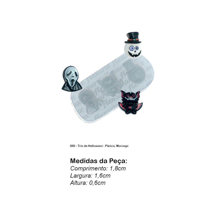 Molde de Silicone 880 - Trio de Halloween - Pânico, Morcego