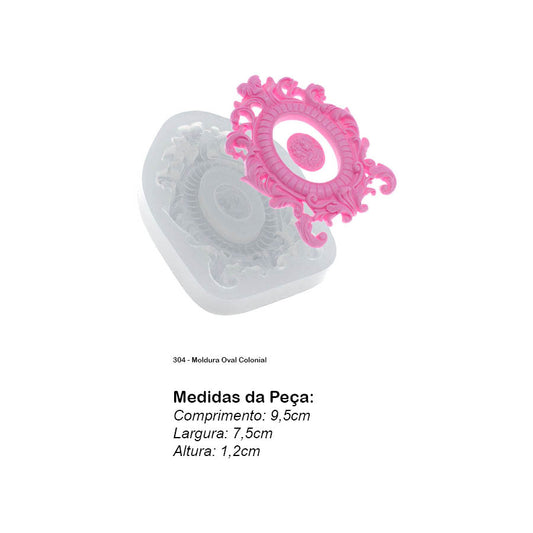 Molde de Silicone 304 - Moldura Oval Colonial BLACK FRIDAY