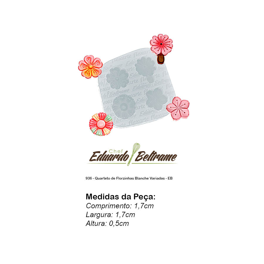 Molde de Silicone 936 - Quarteto de Florzinhas Blanche Variadas - EB