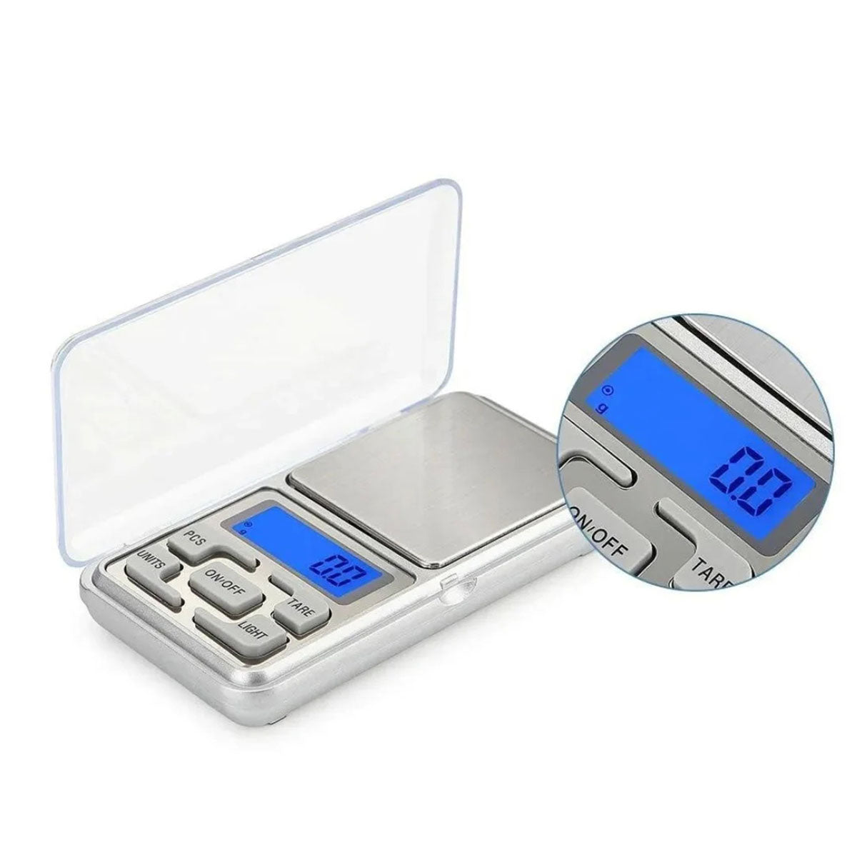 Mini Balança Digital De Bolso Alta Precisão 0,1g /500g Prata