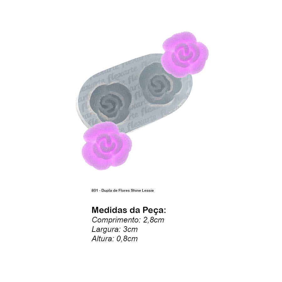 Molde de Silicone 801 - Dupla de Flores Shine Lessie