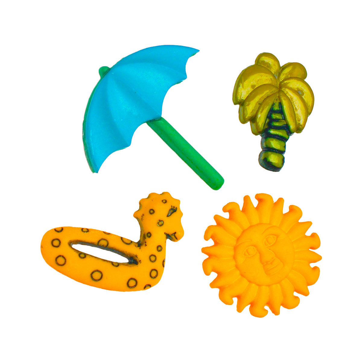 Molde de Silicone 919 - Conjunto Praia Verão 2 - Boia + Guarda-sol + Coqueiro