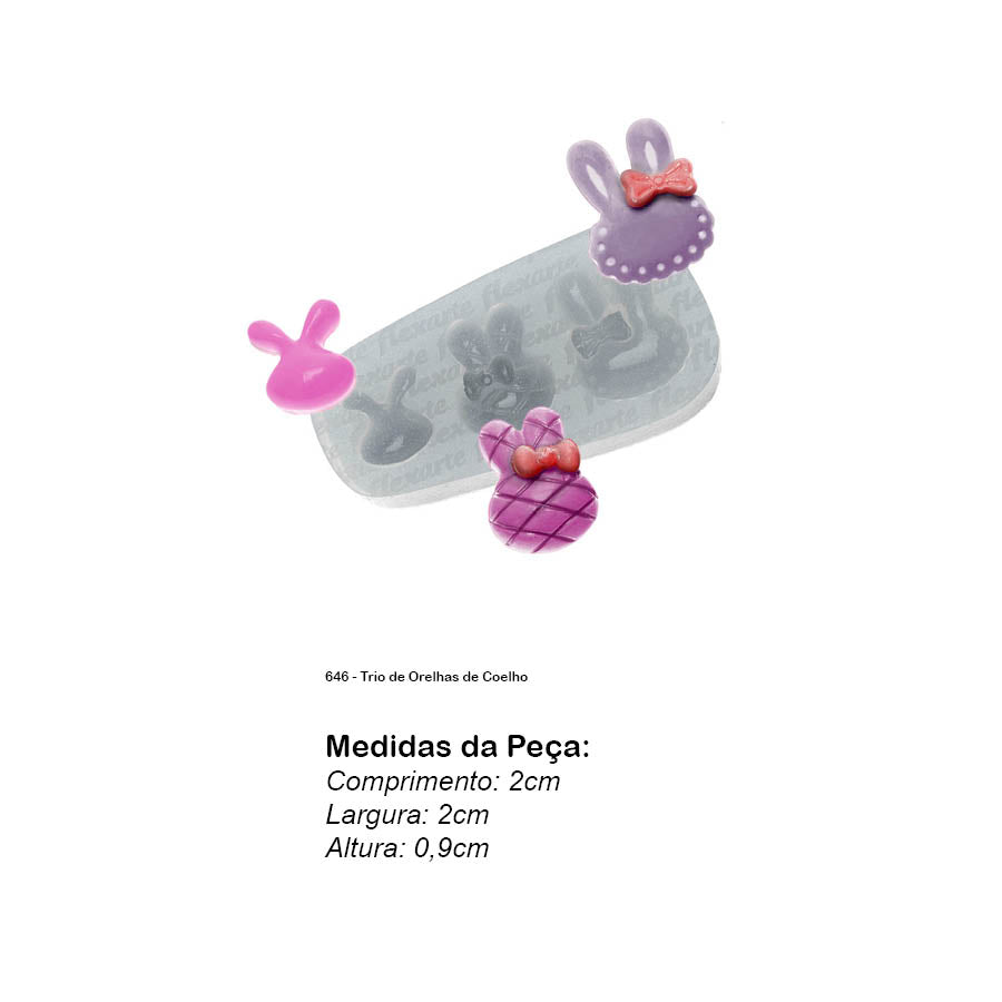 Molde de Silicone 646 - Trio de Orelhas de Coelho