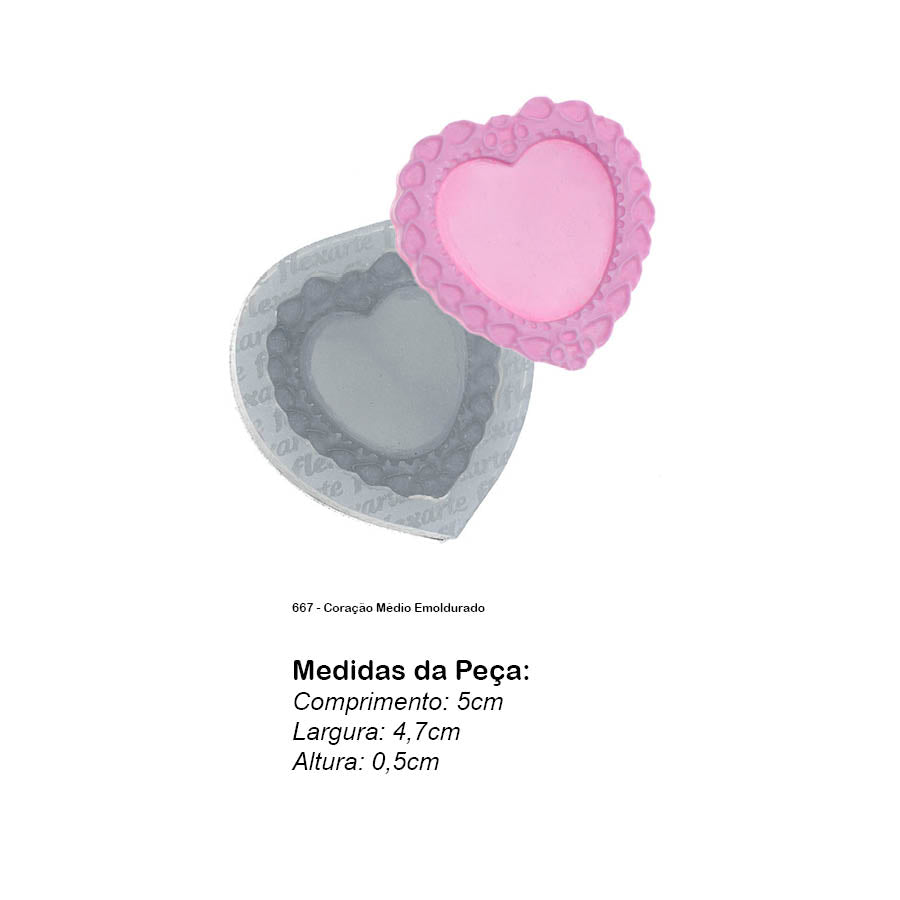 Molde de Silicone 667 - Coração Médio Emoldurado