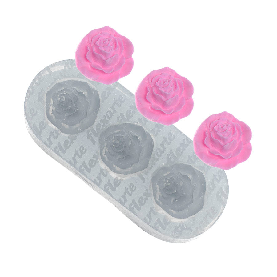Molde de Silicone 162 - Trio de Rosinhas Halle Médias