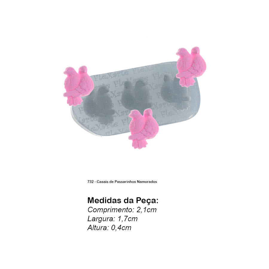 Molde de Silicone 732 - Casais de Passarinhos Namorados
