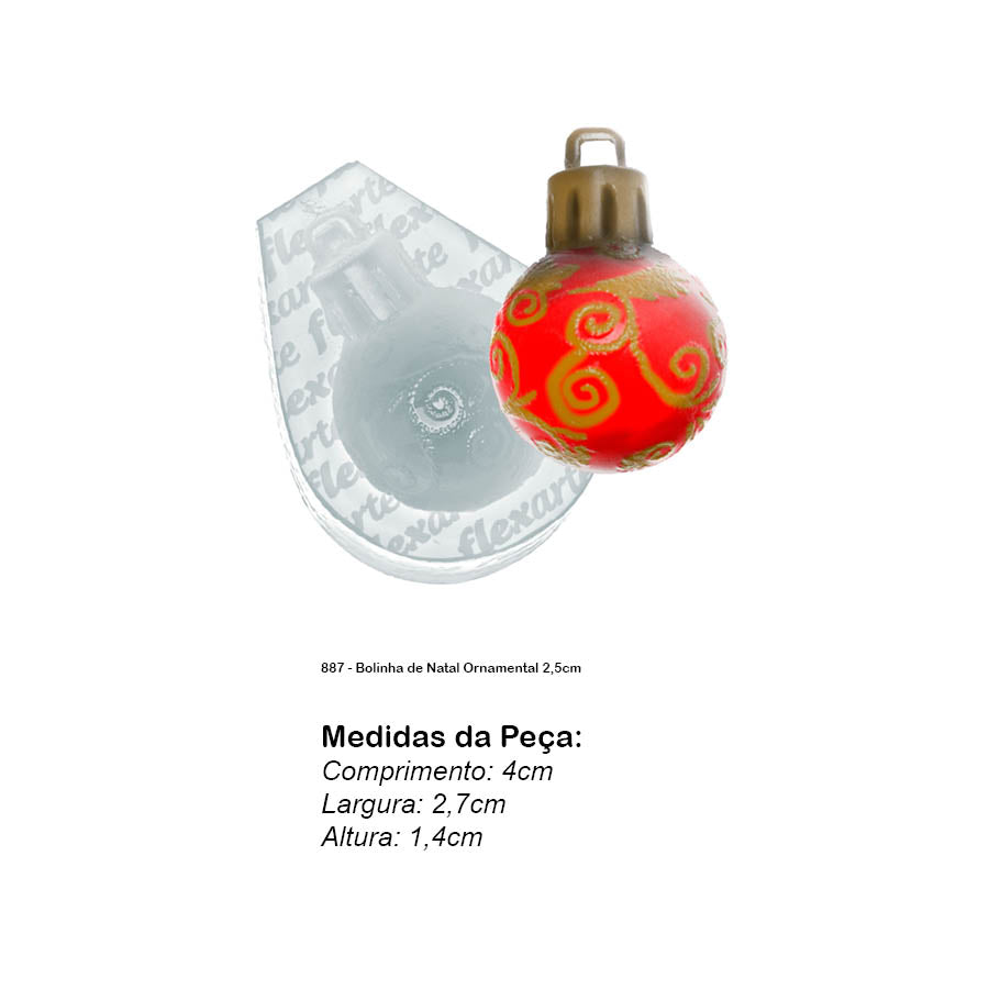 Molde de Silicone 887 - Bolinha de Natal Ornamental 2,5cm