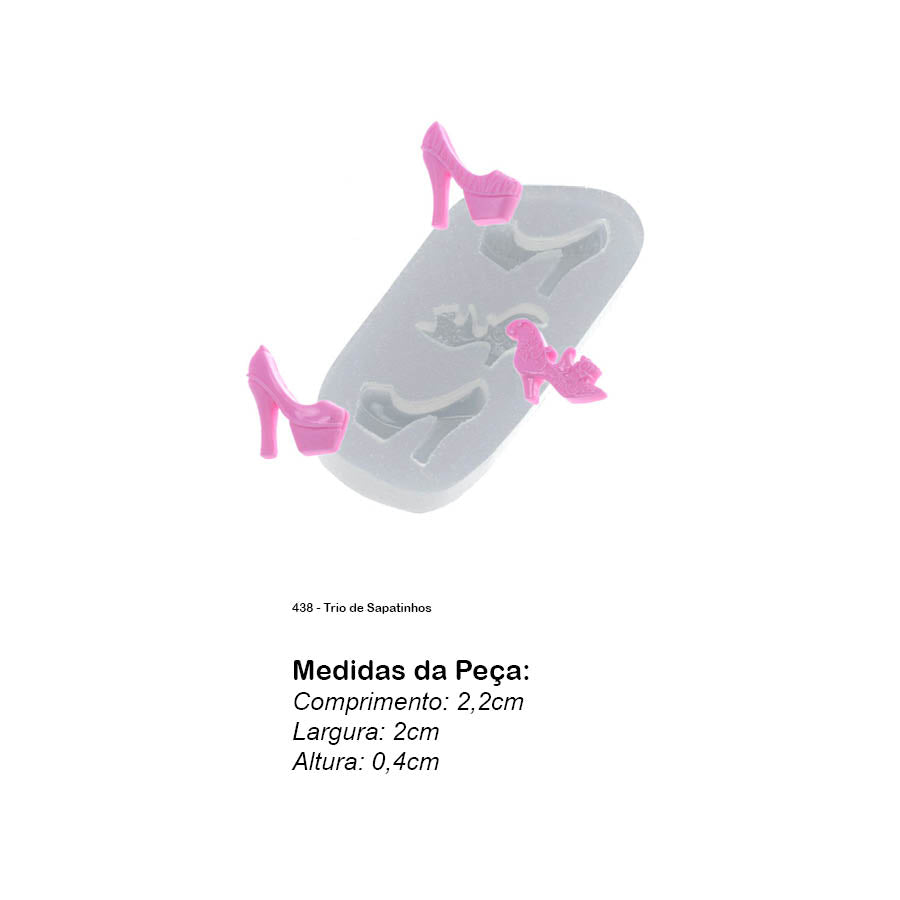 Molde de Silicone 438 - Trio de Sapatinhos