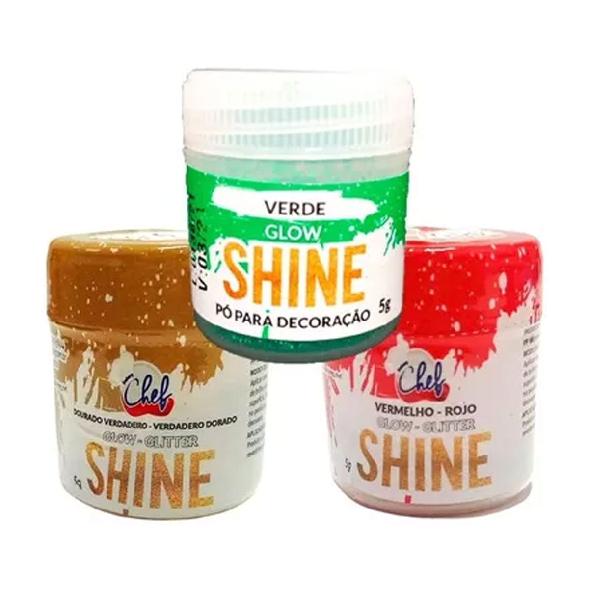 Kit C/ 3 Shine Iceberg Original 5g - Glow Glitter Comestível