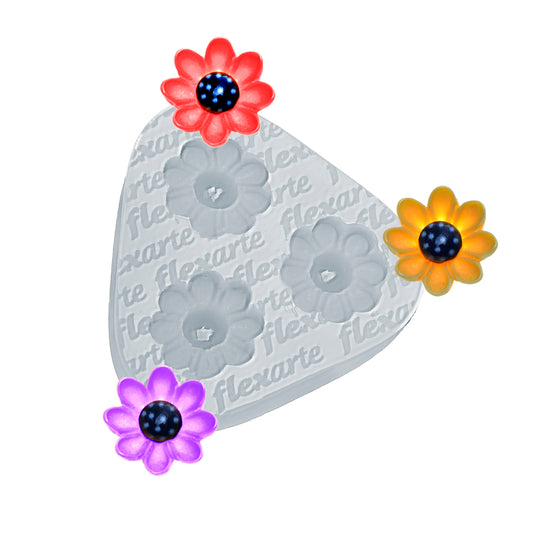 Moldes de Silicone 1001 - 3 Margaridas Peq. 2cm - Flexarte