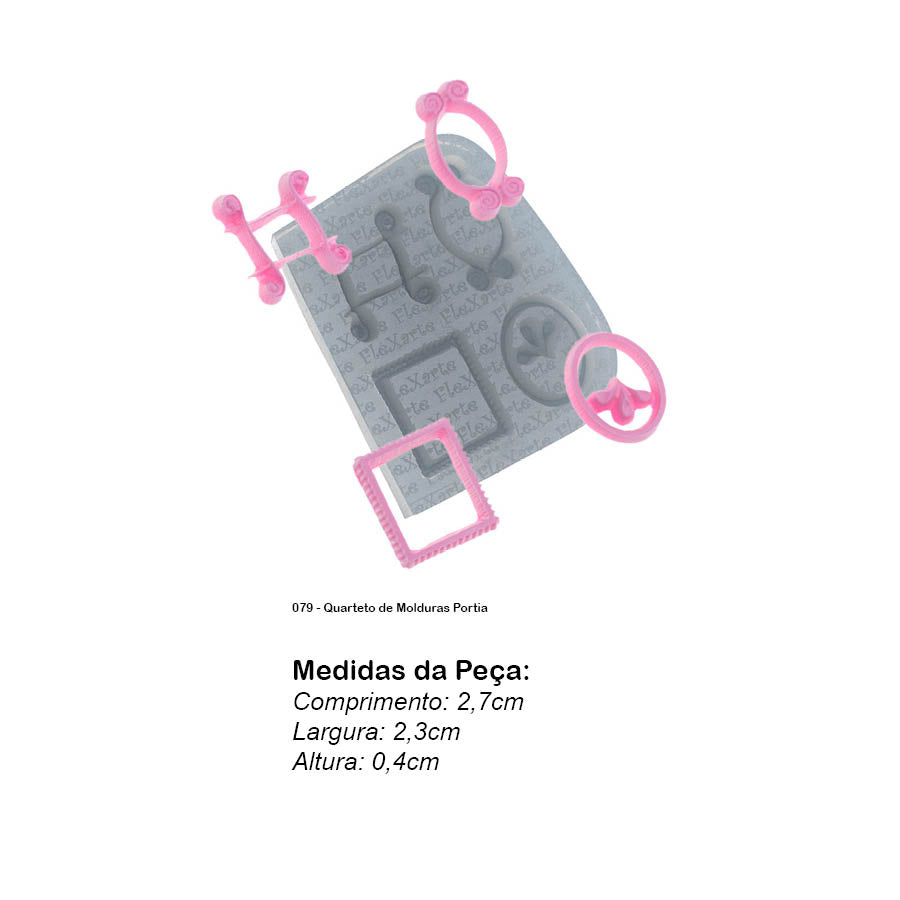 Molde de Silicone 079 - Quarteto de Molduras Portia