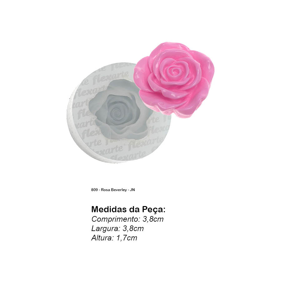Molde de Silicone 809 - Rosa Beverley - JN