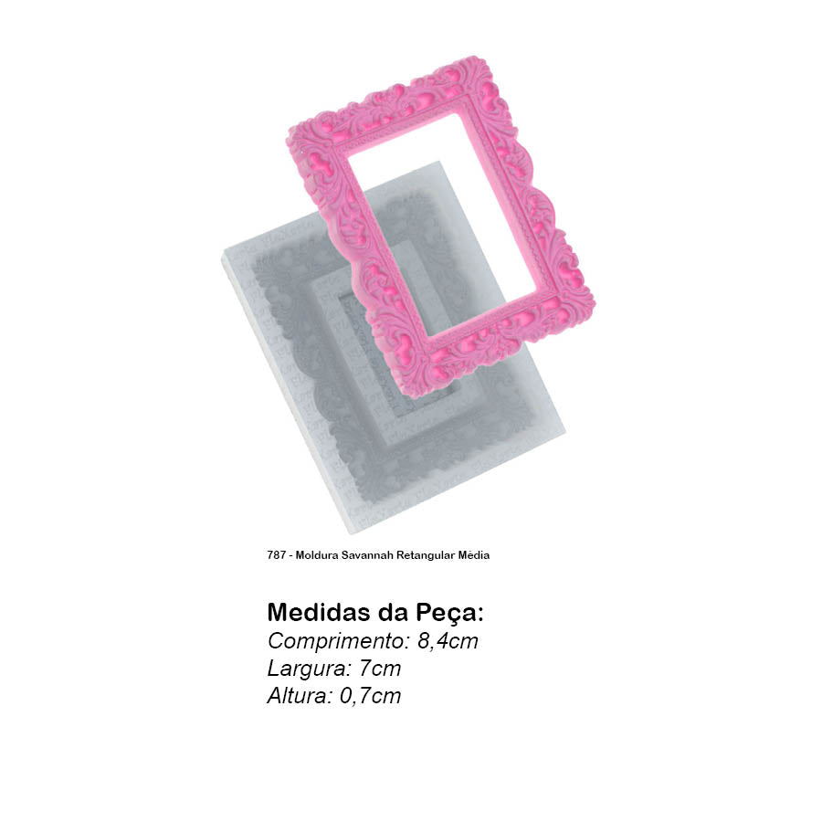 Molde de Silicone 787 - Moldura Savannah Retangular Média