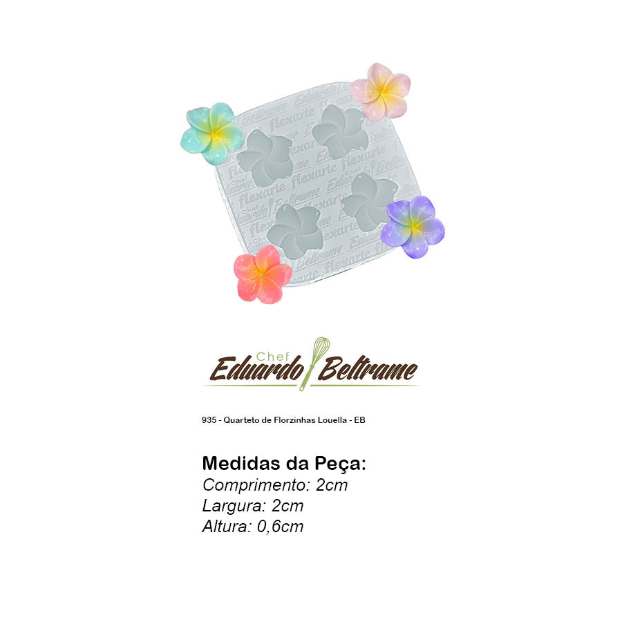 Molde de Silicone 935 - Quarteto de Florzinhas Louella - EB