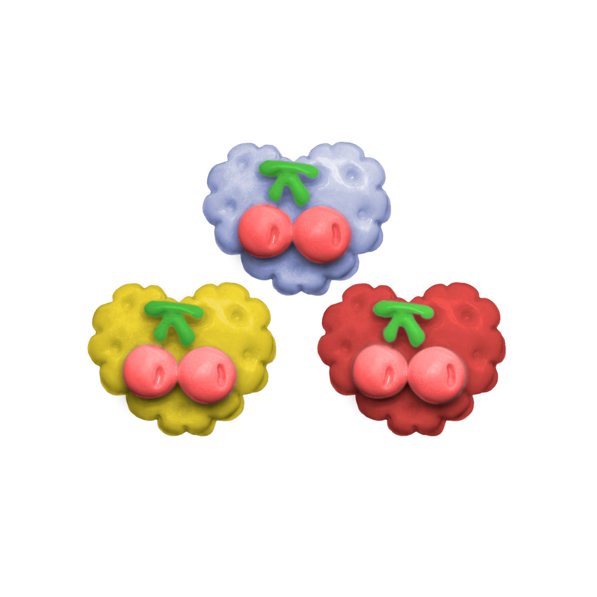 Molde de Silicone 364 - Trio de Corações com Cerejas Pequeno