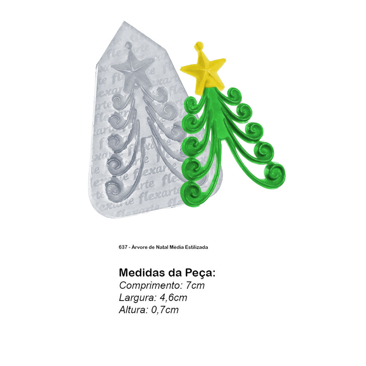 Molde de Silicone 637 - Árvore de Natal Média Estilizada