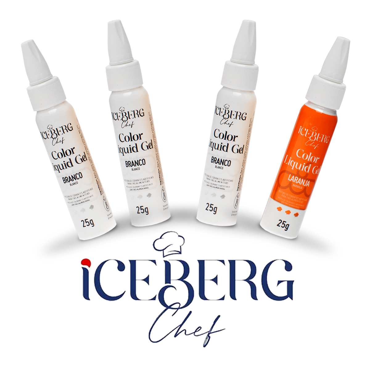 Kit Color Liquid 25g - Iceberg Chef (3 Brancos e 1 Laranja)