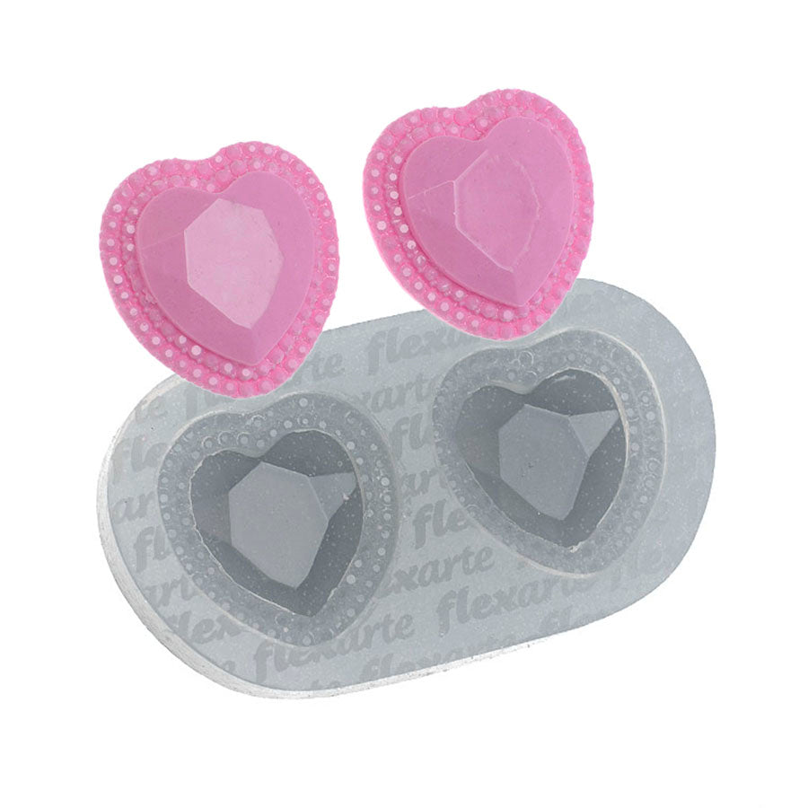 Molde de Silicone 529 - Coração Lapidado Médio