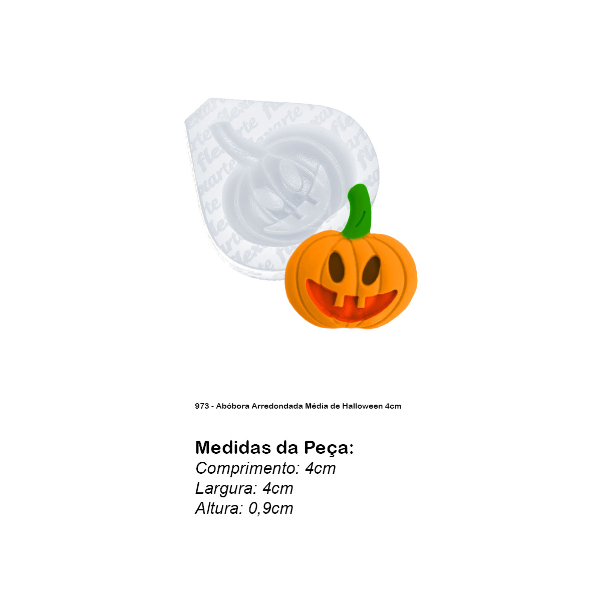 Molde de Silicone 973 - Abóbora Arredondada Média de Halloween 4cm